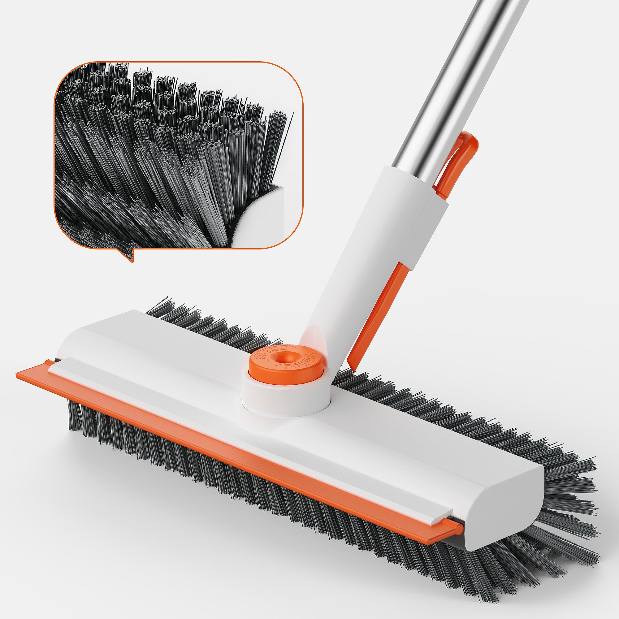Scrub Brush with Long Handle, Heavy-Duty Stiff Bristle Floor Scrubber with Squeegee for Tile, Grout, Bathroom, Shower & Kitchen Cleaning