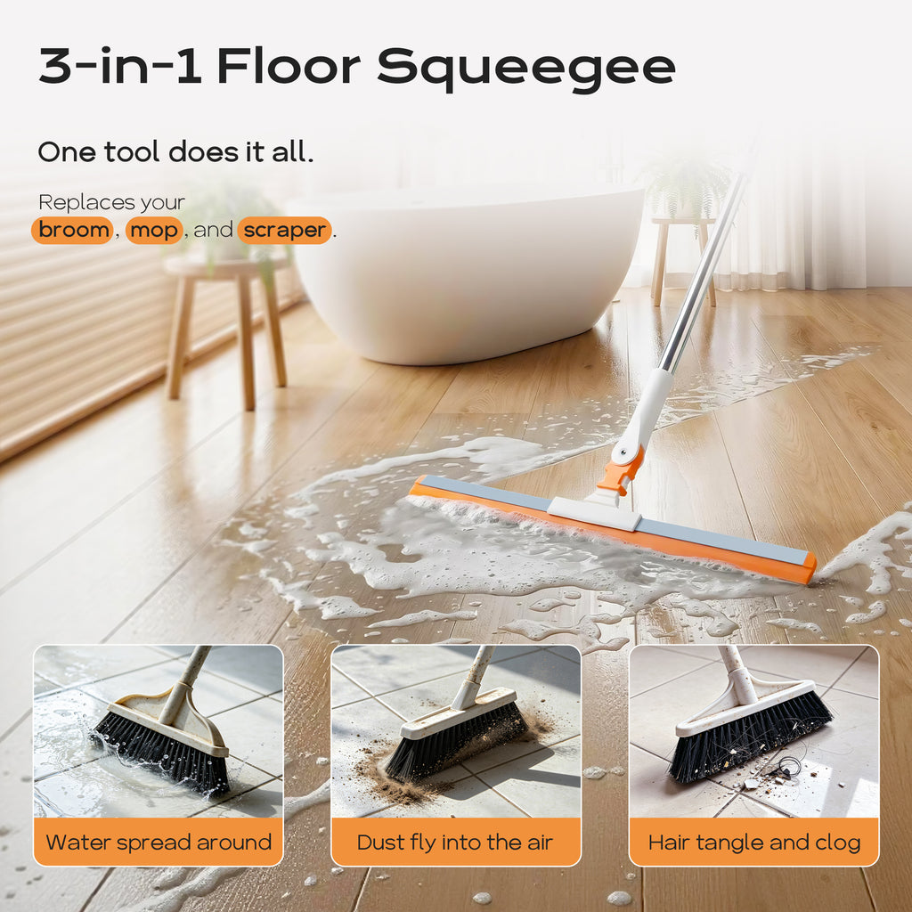SEFREG Floor Squeegee 3-in-1 Set, White
