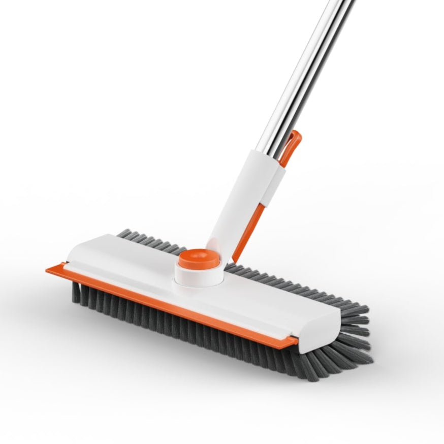 SEFREG Floor Scrub Brush with Squeegee, 3-in-1 Stiff Bristle Long Handle
