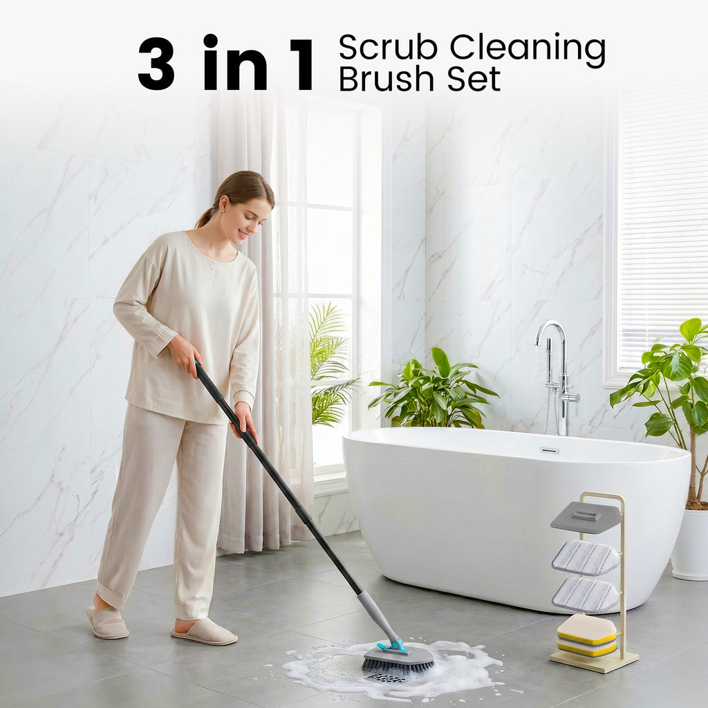 3-in-1 Tub Scrubber Brush, Black
