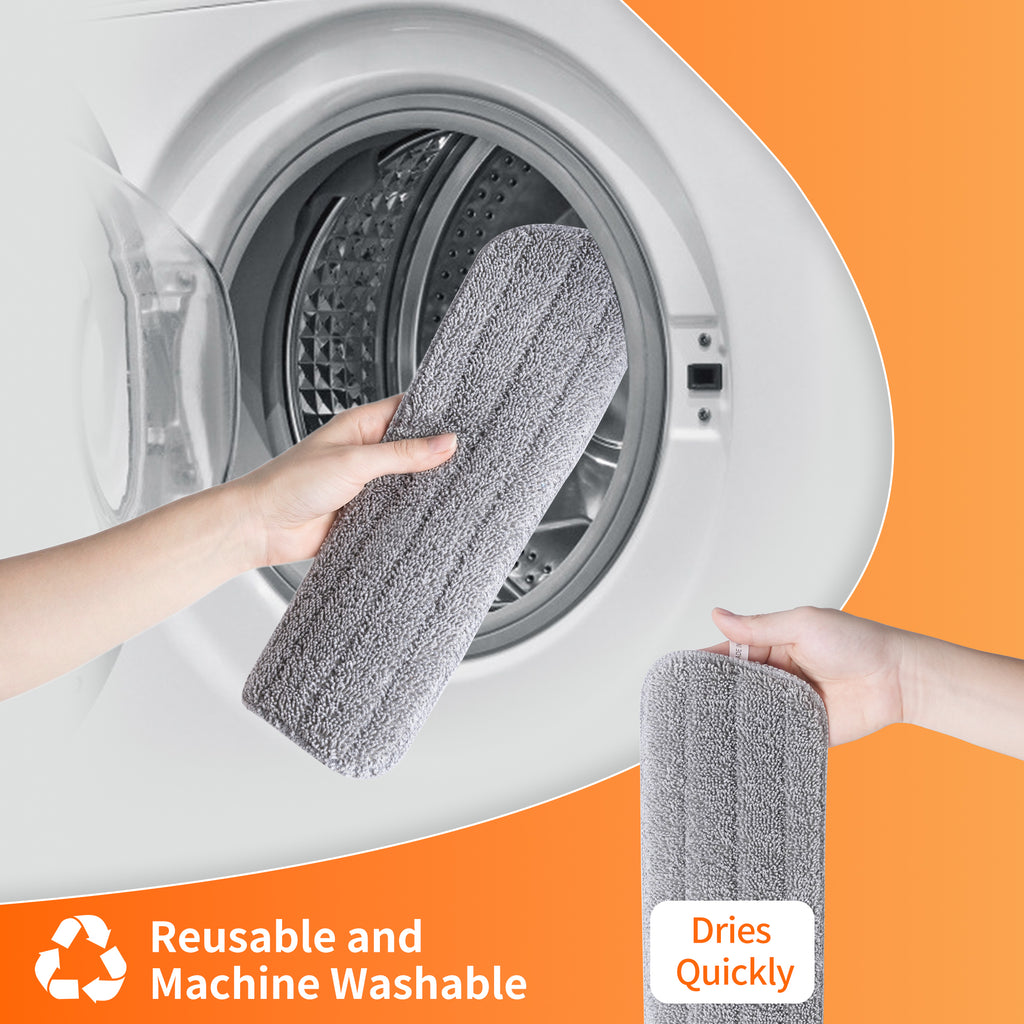 Spray Mop for Multi-Surface Heavy-Duty Cleaning with 4 Washable Microfiber Pads,Refillable Bottle,Functional Scraper,360°Rotating Head,One-Handed Operation,Wet/Dry Use