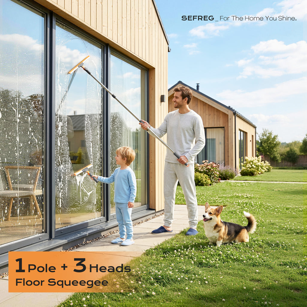 SEFREG Floor Squeegee 3-in-1 Set, Gray