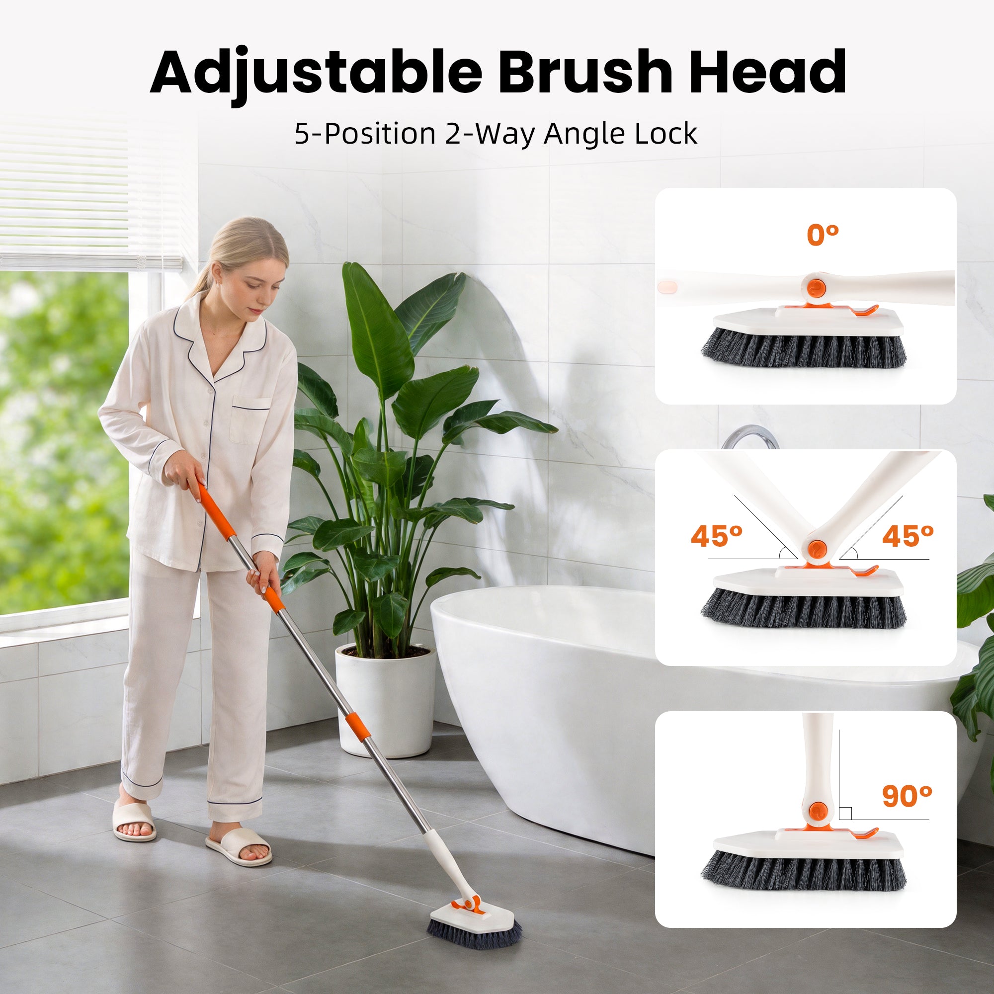 3-in-1 Tub Scrubber Brush, Orange