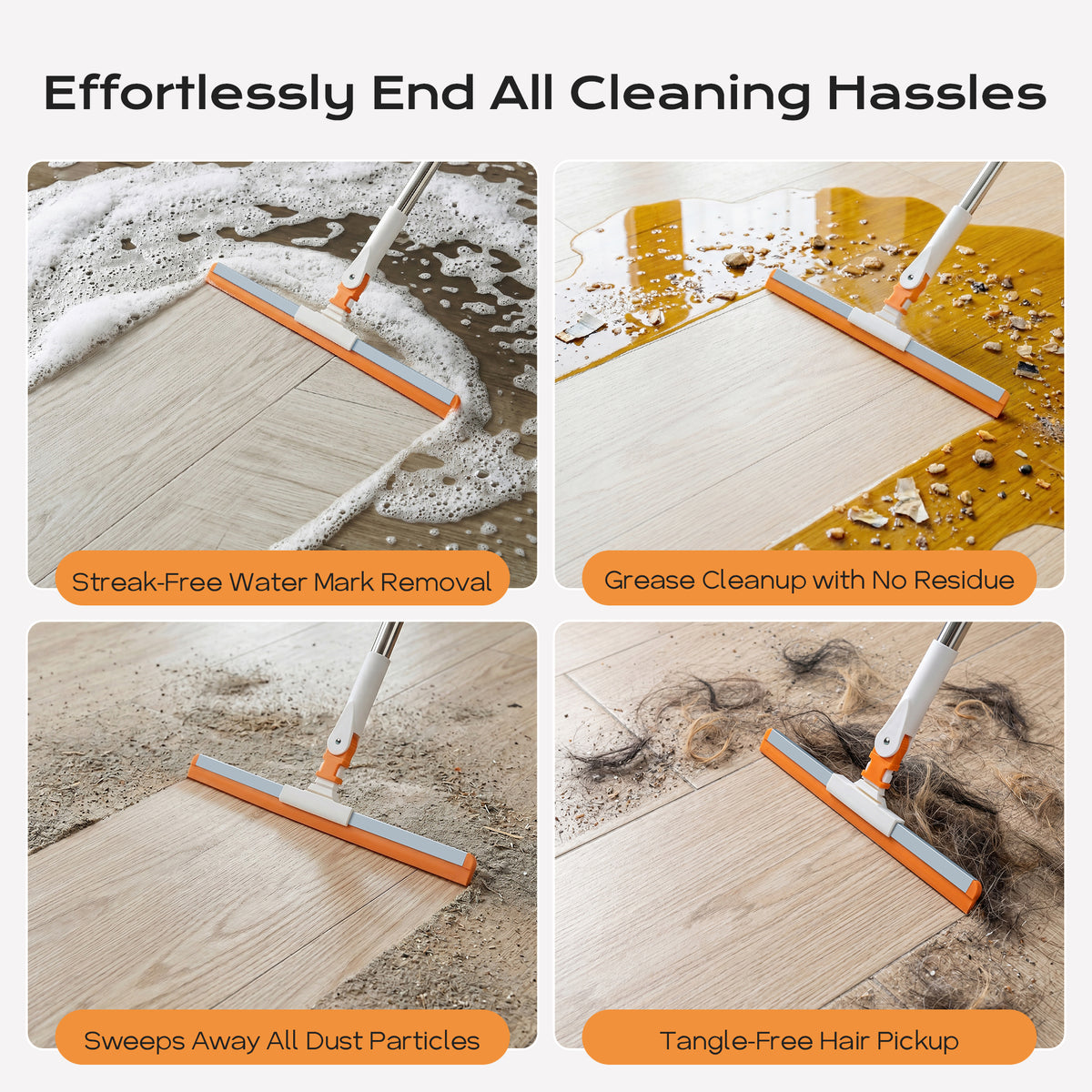 SEFREG Floor Squeegee 3-in-1 Set, White