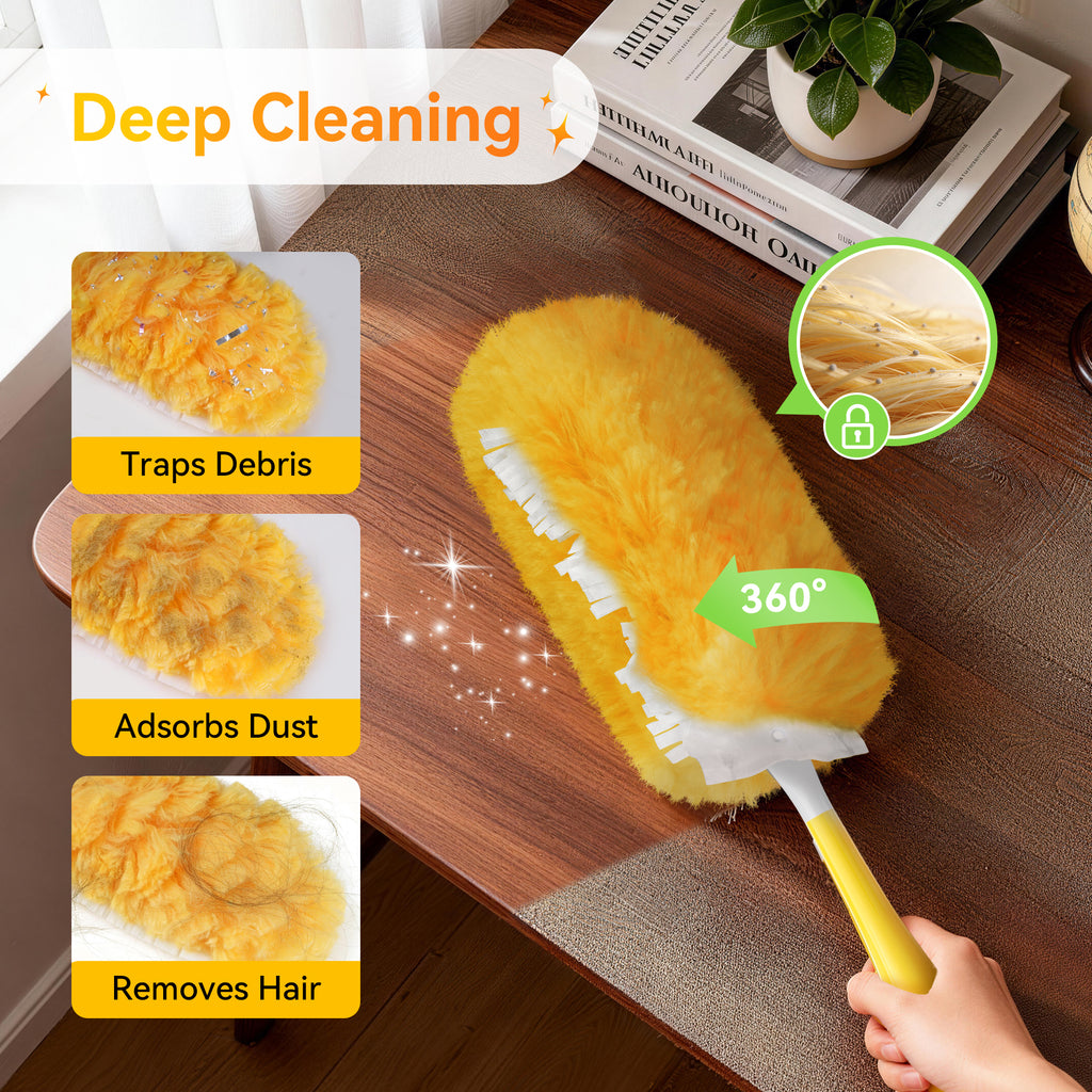 Duster Refills 360° Disposable Feather Dusters, 50 Count with 1 Handle, 5x Powerful Multi-Surface Dust Removal for Home Cleaning, Compatible with Dusters
