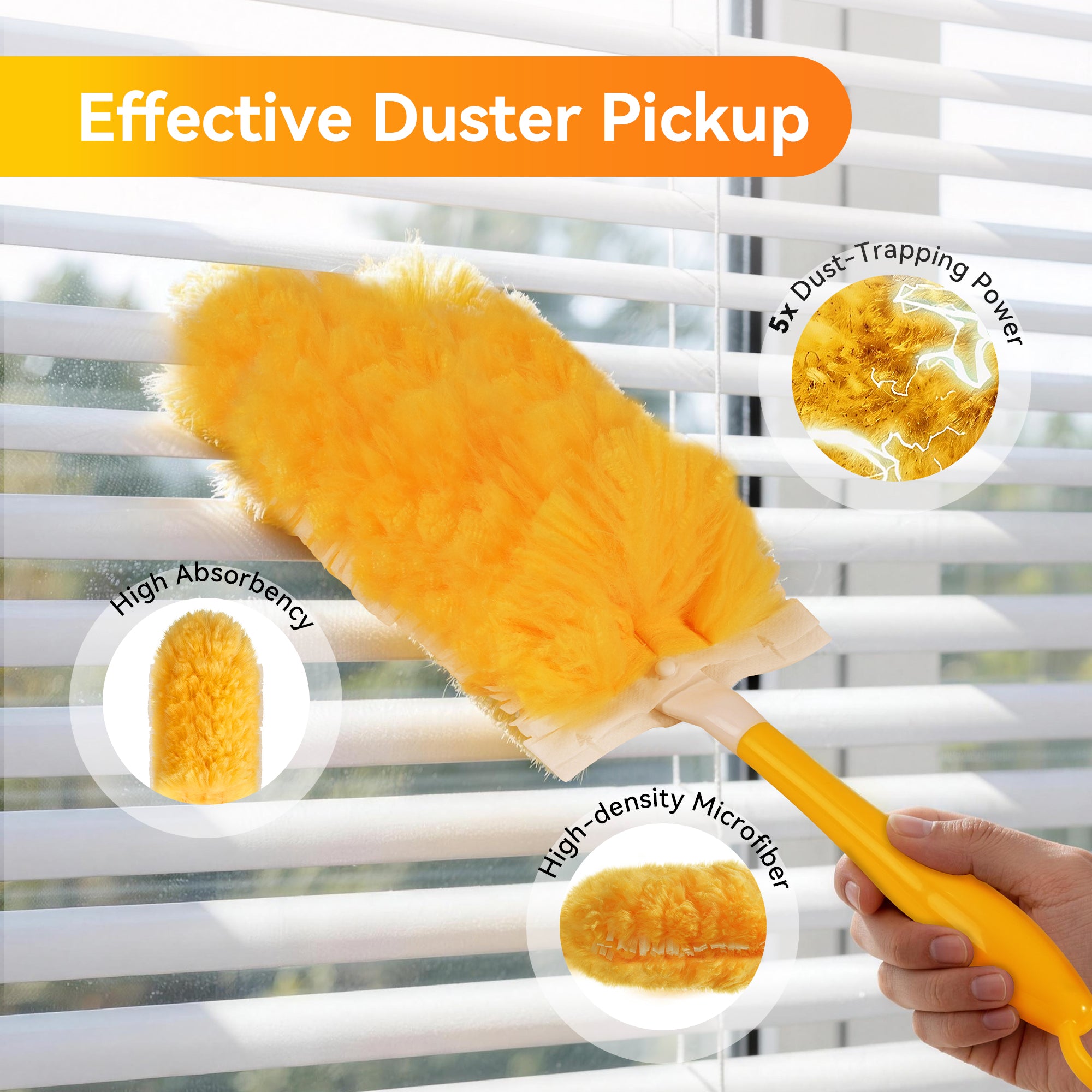 Duster Refills 360° Disposable Feather Dusters, 50 Count with 1 Handle, 5x Powerful Multi-Surface Dust Removal for Home Cleaning, Compatible with Dusters