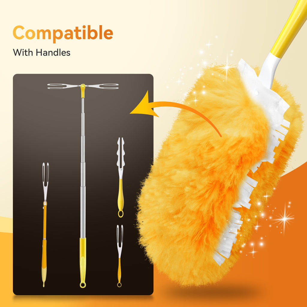 Duster Refills 360° Disposable Feather Dusters, 100 Count with 1 Handle, 5x Powerful Multi-Surface Dust Removal for Home Cleaning, Compatible with Dusters