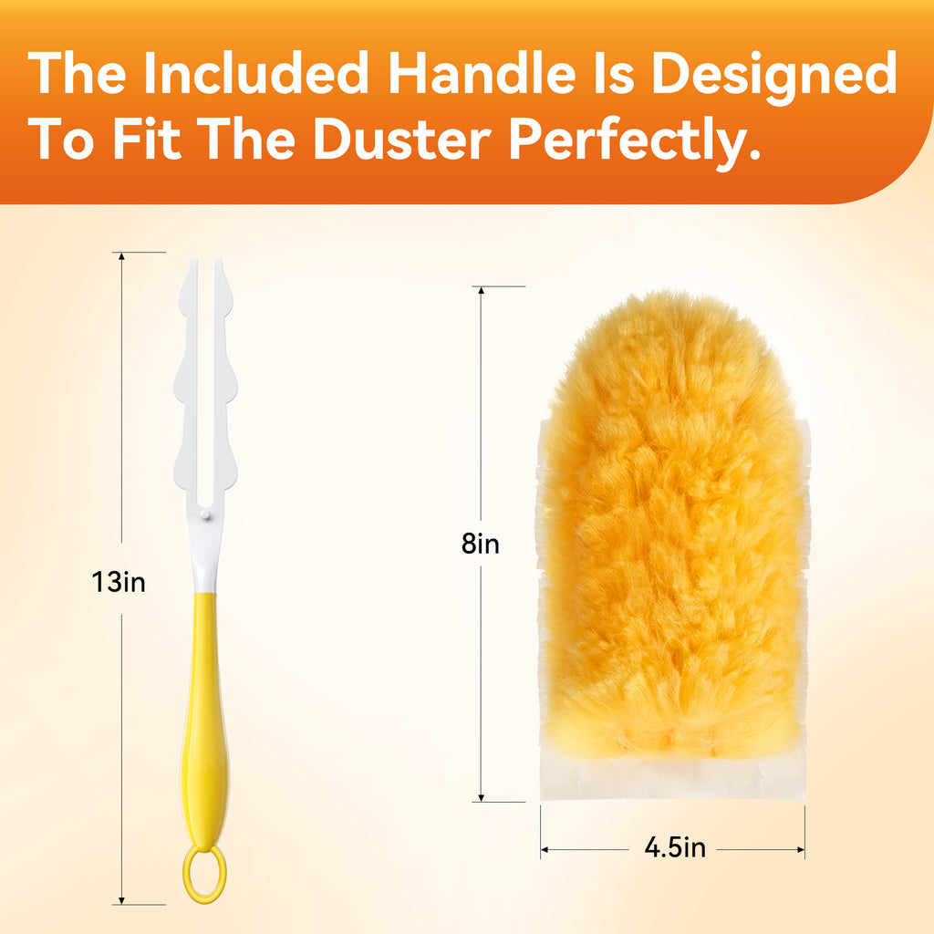 Duster Refills 360° Disposable Feather Dusters, 100 Count with 1 Handle, 5x Powerful Multi-Surface Dust Removal for Home Cleaning, Compatible with Dusters