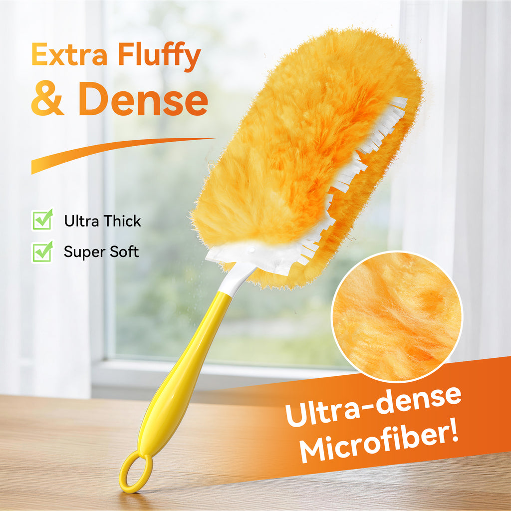 Duster Refills 360° Disposable Feather Dusters, 50 Count with 1 Handle, 5x Powerful Multi-Surface Dust Removal for Home Cleaning, Compatible with Dusters