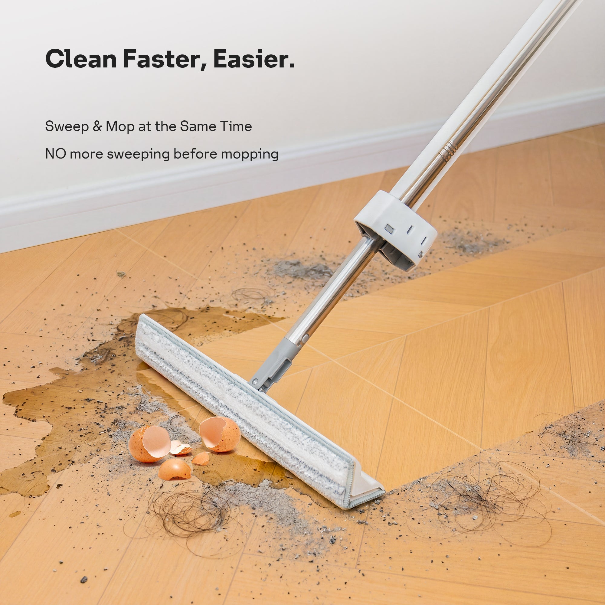 SEFREG Flat Mop with Double Sided, Wet Dry Floor Mop with 90°Right-Angle