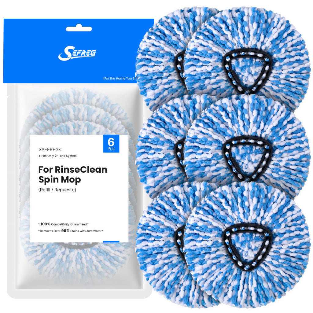 Spin Mop Head Replacements Compatible with O-Cedar RinseClean, Mop Head Refills for 2-Tank System, Washable & Reusable, Deep Cleaning, Easy to Repalce, 1 CT (Pack of 6)