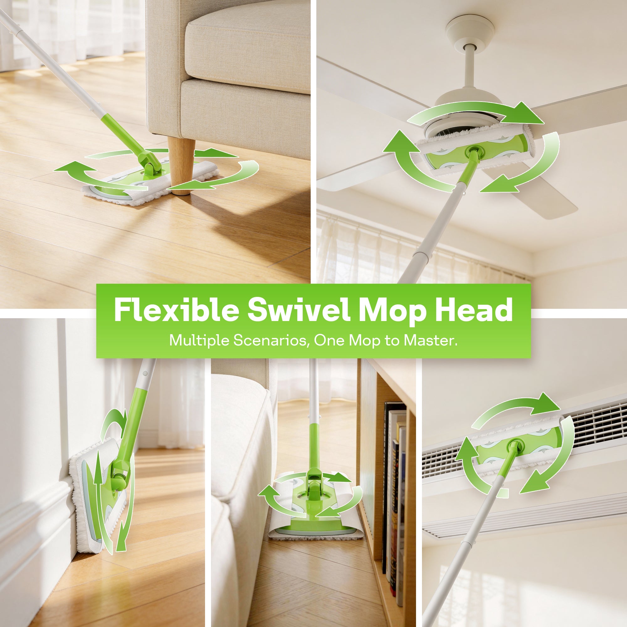 Sefreg Dust Mop for Floor Cleaning with 30 Disposable Dry Cloth Refills,Multi-Surface Heavy-Duty Electrostatic Sweeper Set,Swivel Head,Lightweight,Rust-Proof Aluminum Pole