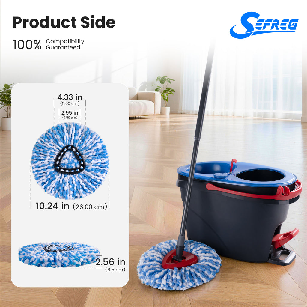 Spin Mop Head Replacements Compatible with O-Cedar RinseClean, Mop Head Refills for 2-Tank System, Washable & Reusable, Deep Cleaning, Easy to Repalce, 1 CT (Pack of 3)