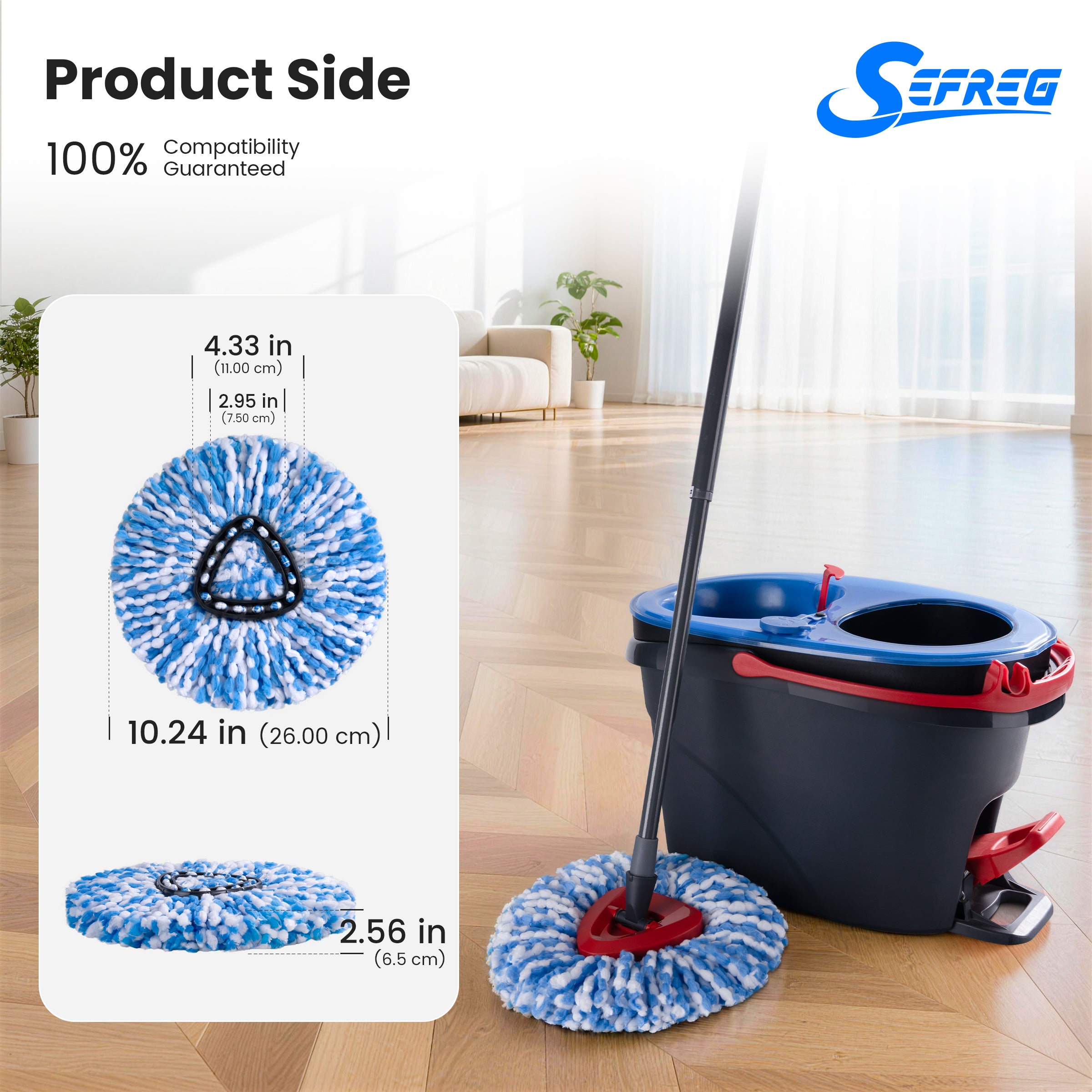 Spin Mop Head Replacements Compatible with O-Cedar RinseClean, Mop Head Refills for 2-Tank System, Washable & Reusable, Deep Cleaning, Easy to Repalce, 1 CT (Pack of 3)