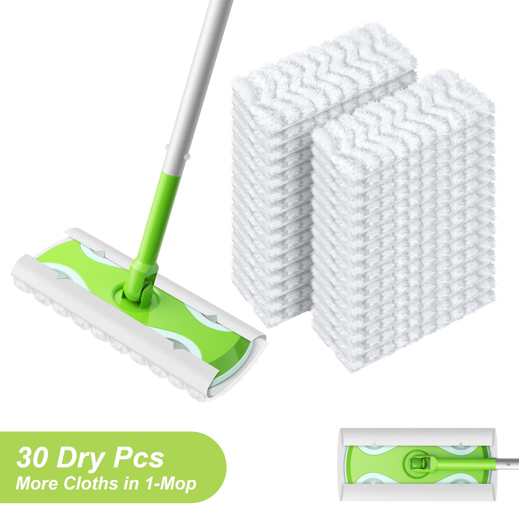 Sefreg Dust Mop for Floor Cleaning with 30 Disposable Dry Cloth Refills,Multi-Surface Heavy-Duty Electrostatic Sweeper Set,Swivel Head,Lightweight,Rust-Proof Aluminum Pole