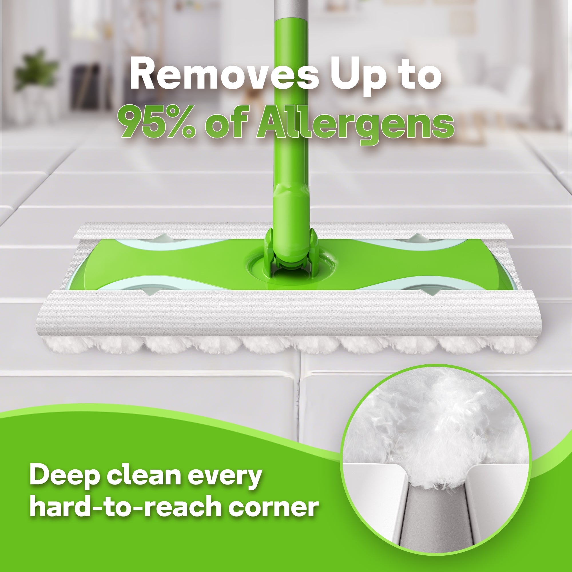 Sefreg Dust Mop for Floor Cleaning with 30 Disposable Dry Cloth Refills,Multi-Surface Heavy-Duty Electrostatic Sweeper Set,Swivel Head,Lightweight,Rust-Proof Aluminum Pole