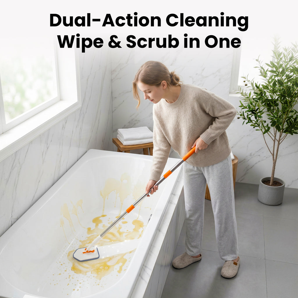 3-in-1 Tub Scrubber Brush, Orange