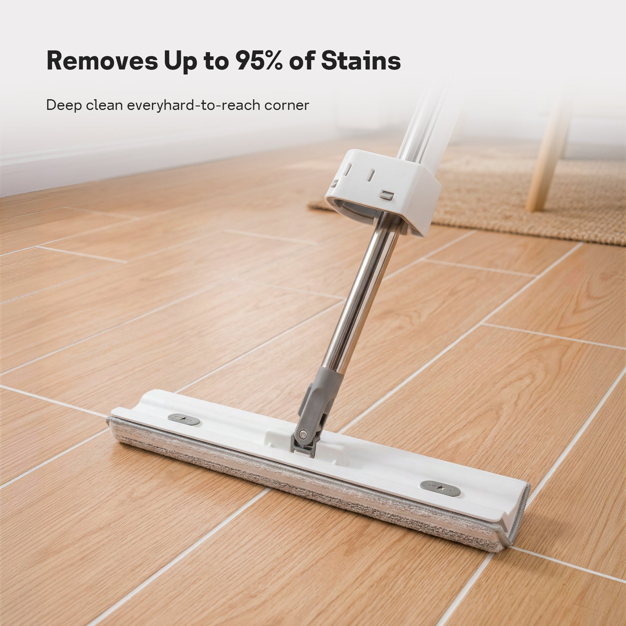 SEFREG Flat Mop with Double Sided, Wet Dry Floor Mop with 90°Right-Angle