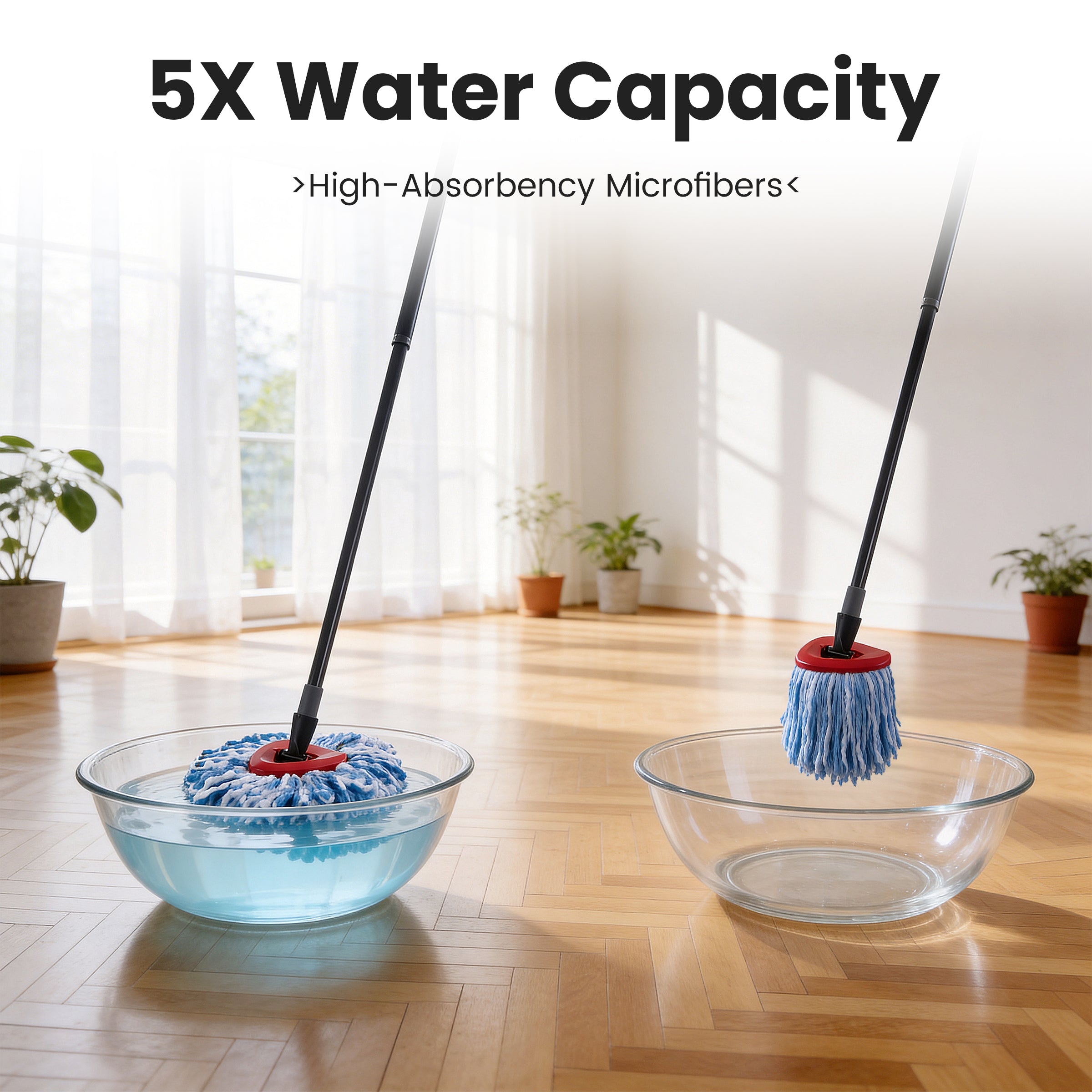 Spin Mop Head Replacements Compatible with O-Cedar RinseClean, Mop Head Refills for 2-Tank System, Washable & Reusable, Deep Cleaning, Easy to Repalce, 1 CT (Pack of 6)