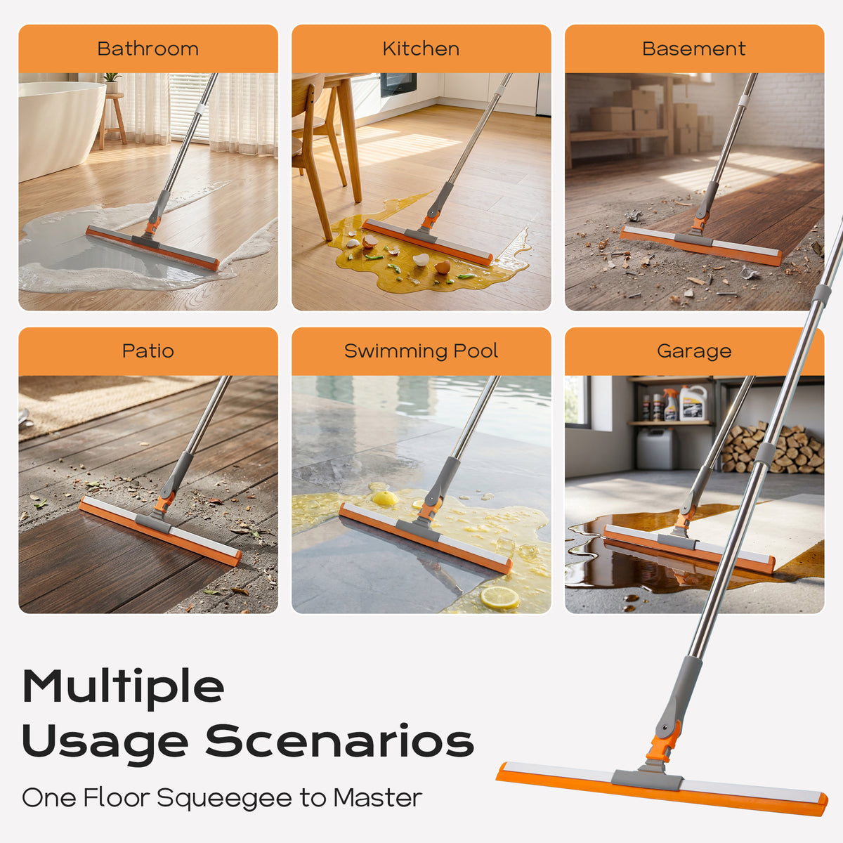 SEFREG Floor Squeegee 3-in-1 Set, Gray