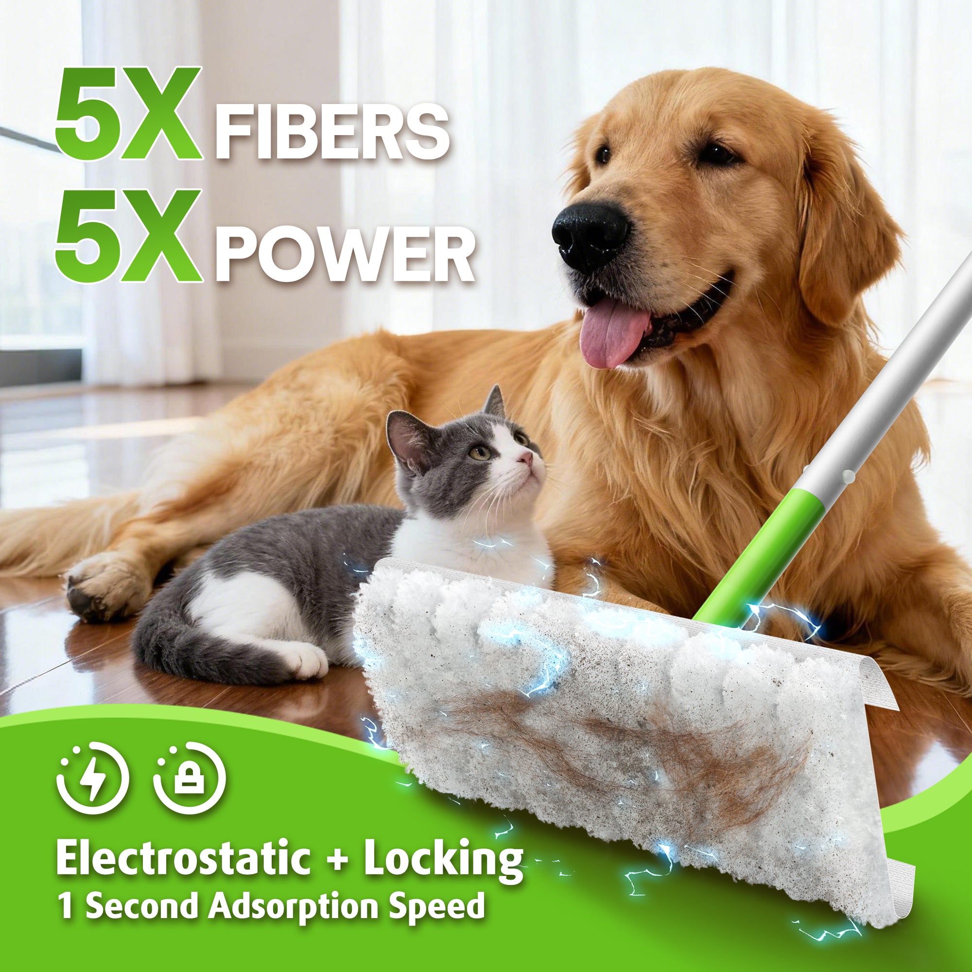 Sefreg Dust Mop for Floor Cleaning with 30 Disposable Dry Cloth Refills,Multi-Surface Heavy-Duty Electrostatic Sweeper Set,Swivel Head,Lightweight,Rust-Proof Aluminum Pole