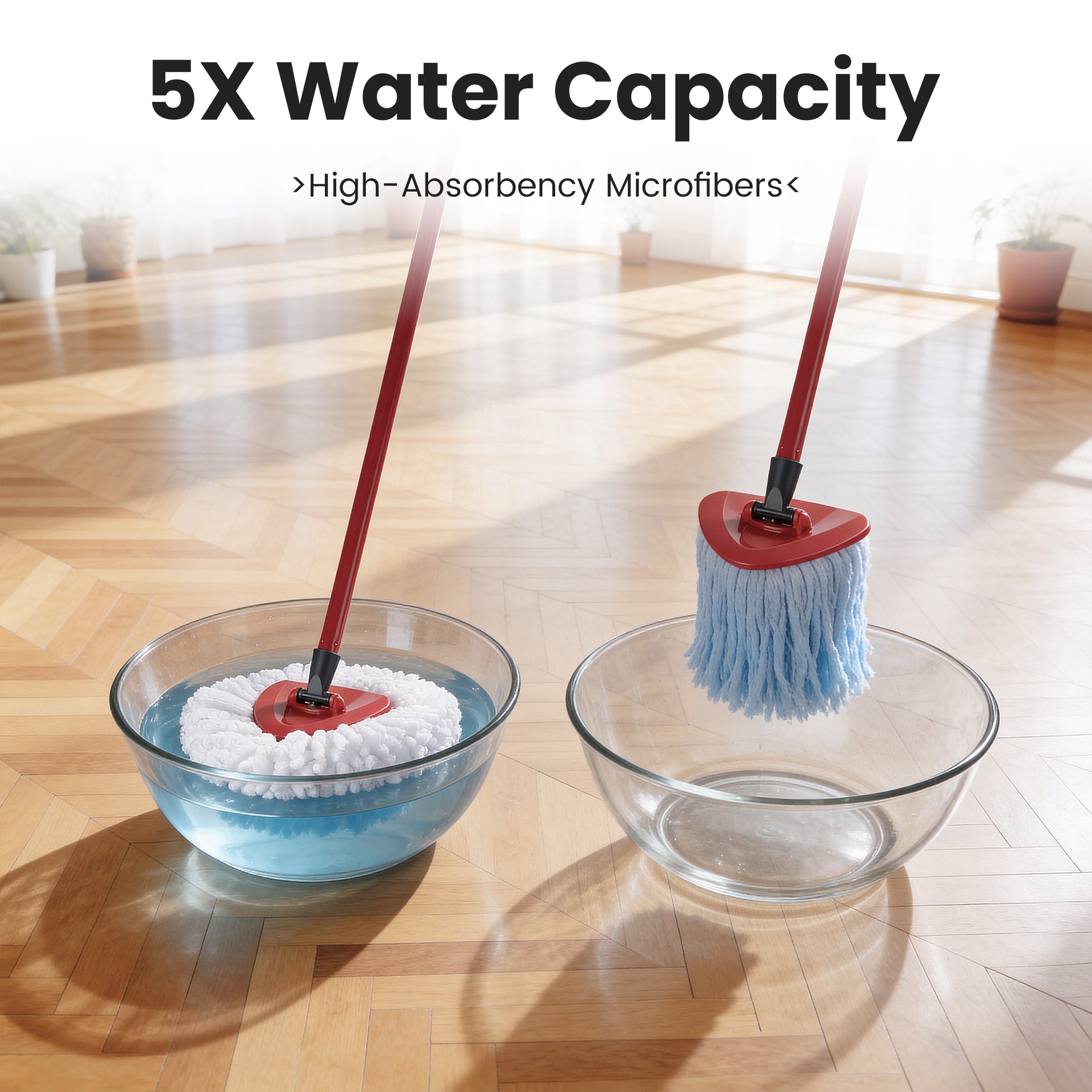 Spin Mop Head Replacements Compatible with O-Cedar EasyWring, Mop Head Refills for 1-Tank System, Washable & Reusable, Deep Cleaning, Easy to Repalce, 1 CT (Pack of 4)