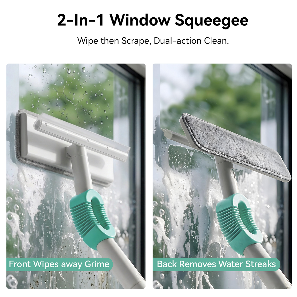 SEFREG Window Squeegee Kit, 3‑in‑1 Adaptive Bendable Swivel Window Cleaning Head