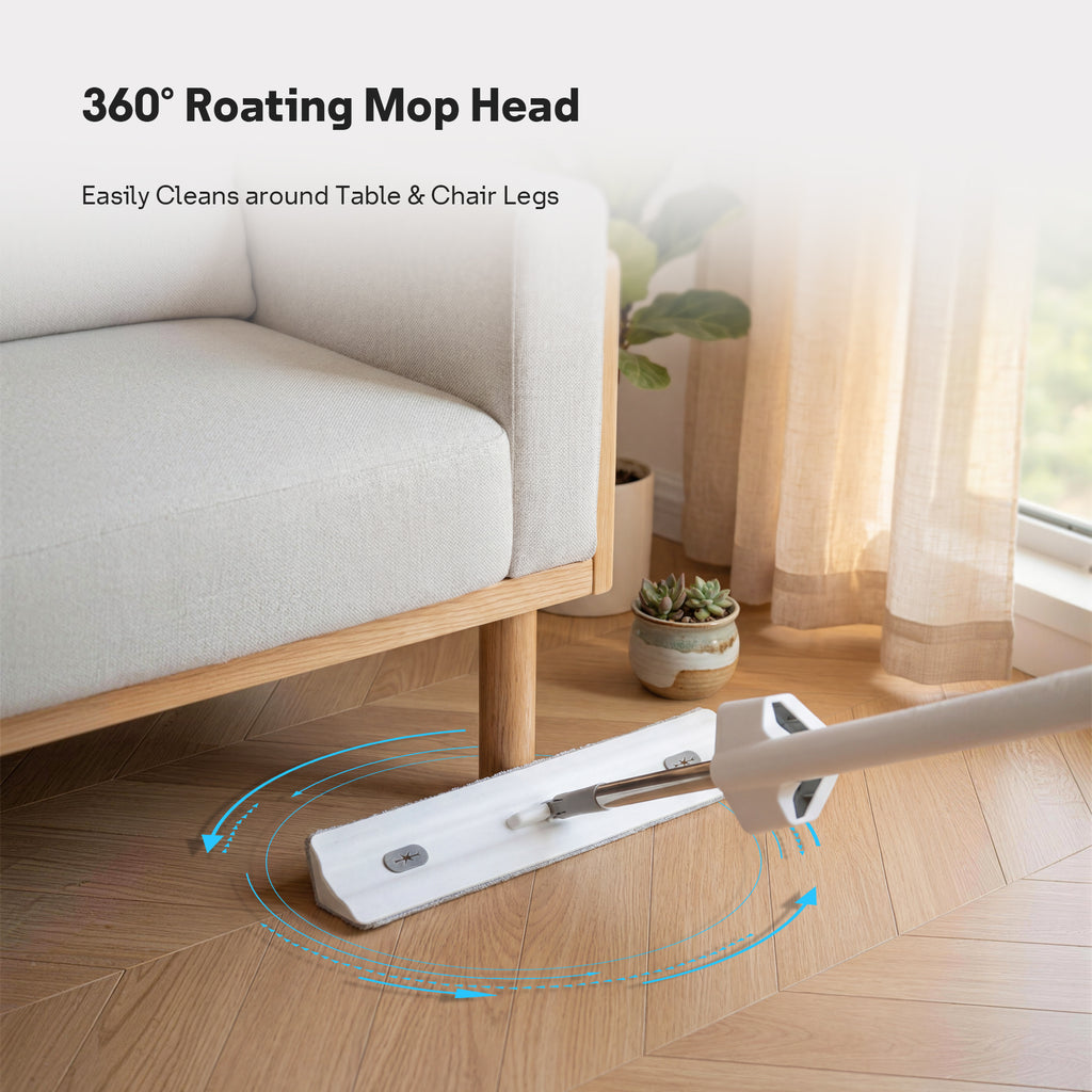 SEFREG Flat Mop with Double Sided, Wet Dry Floor Mop with 90°Right-Angle