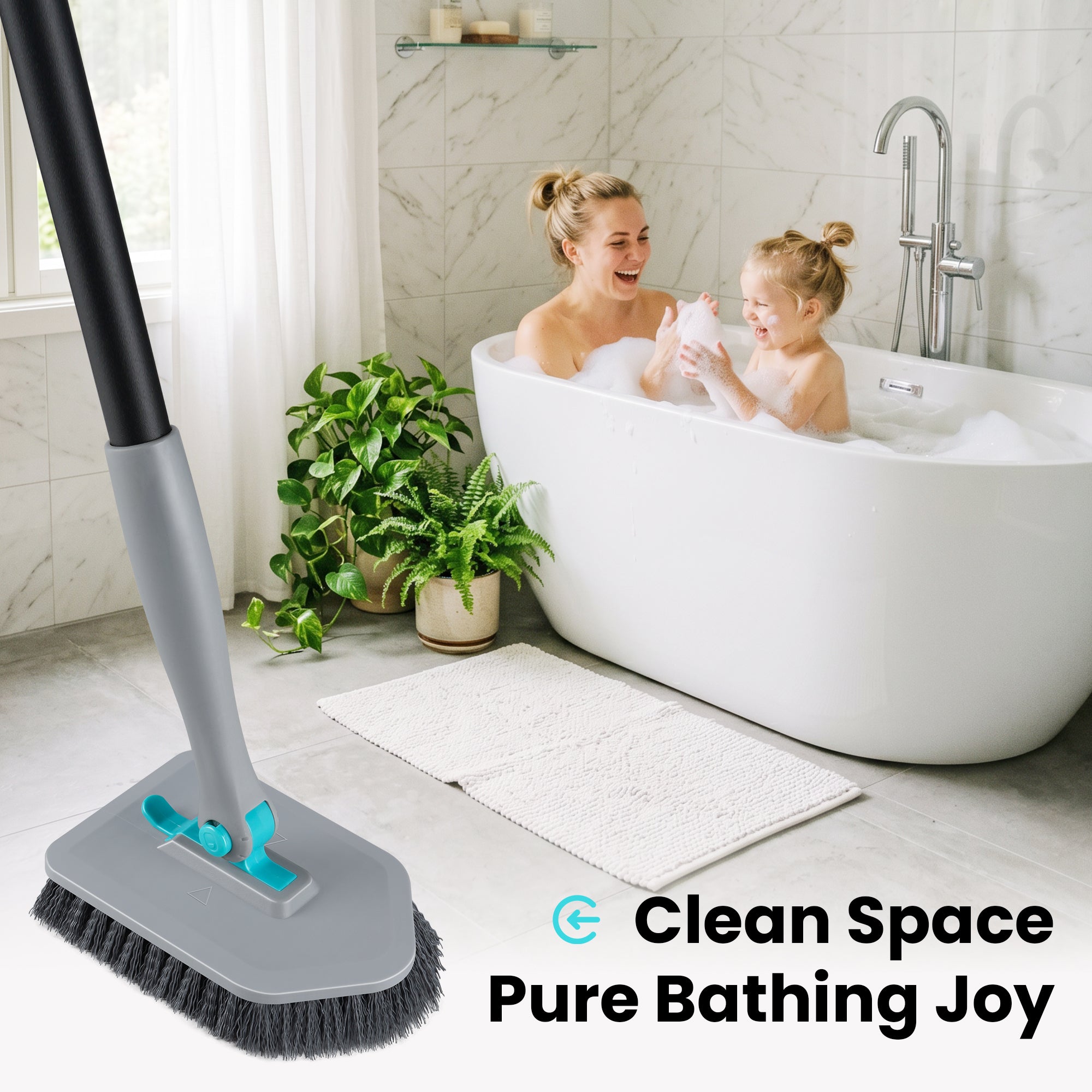 3-in-1 Tub Scrubber Brush, Black