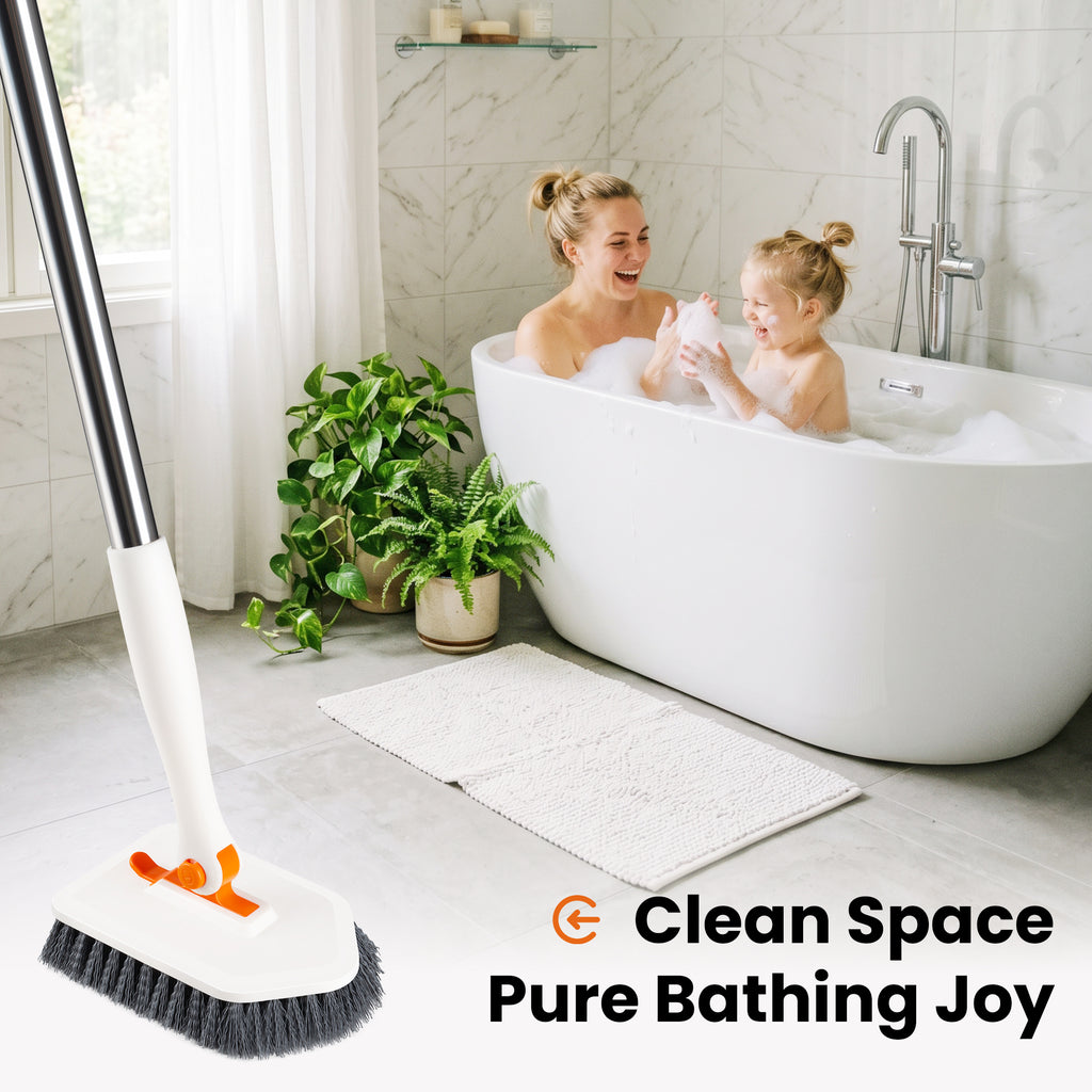3-in-1 Tub Scrubber Brush, Orange