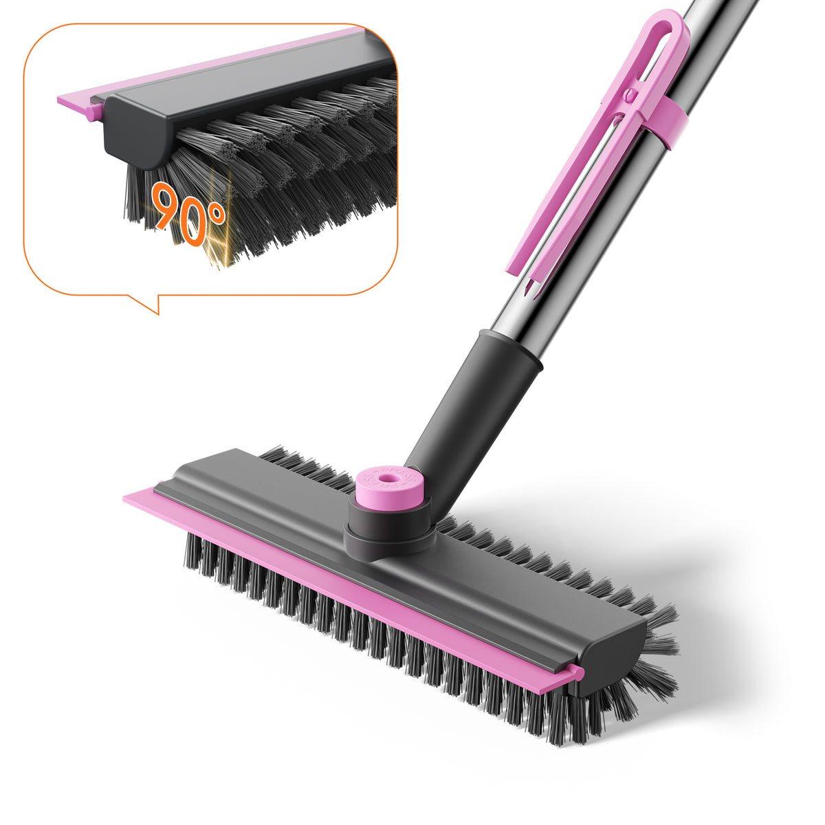 Scrub Brush with Long Handle, Mini 3-in-1 Heavy-Duty Stiff Bristle Scrubber, GP