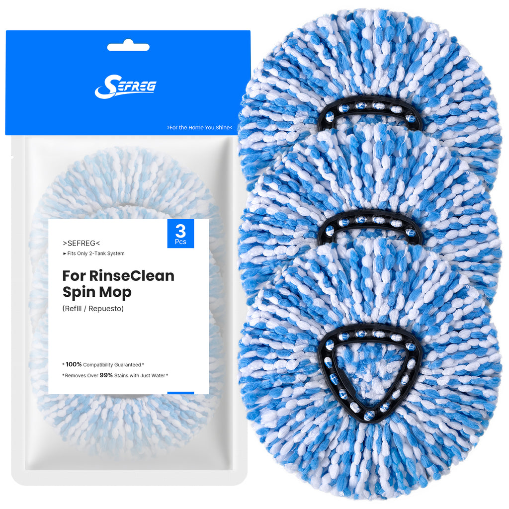 Spin Mop Head Replacements Compatible with O-Cedar RinseClean, Mop Head Refills for 2-Tank System, Washable & Reusable, Deep Cleaning, Easy to Repalce, 1 CT (Pack of 3)