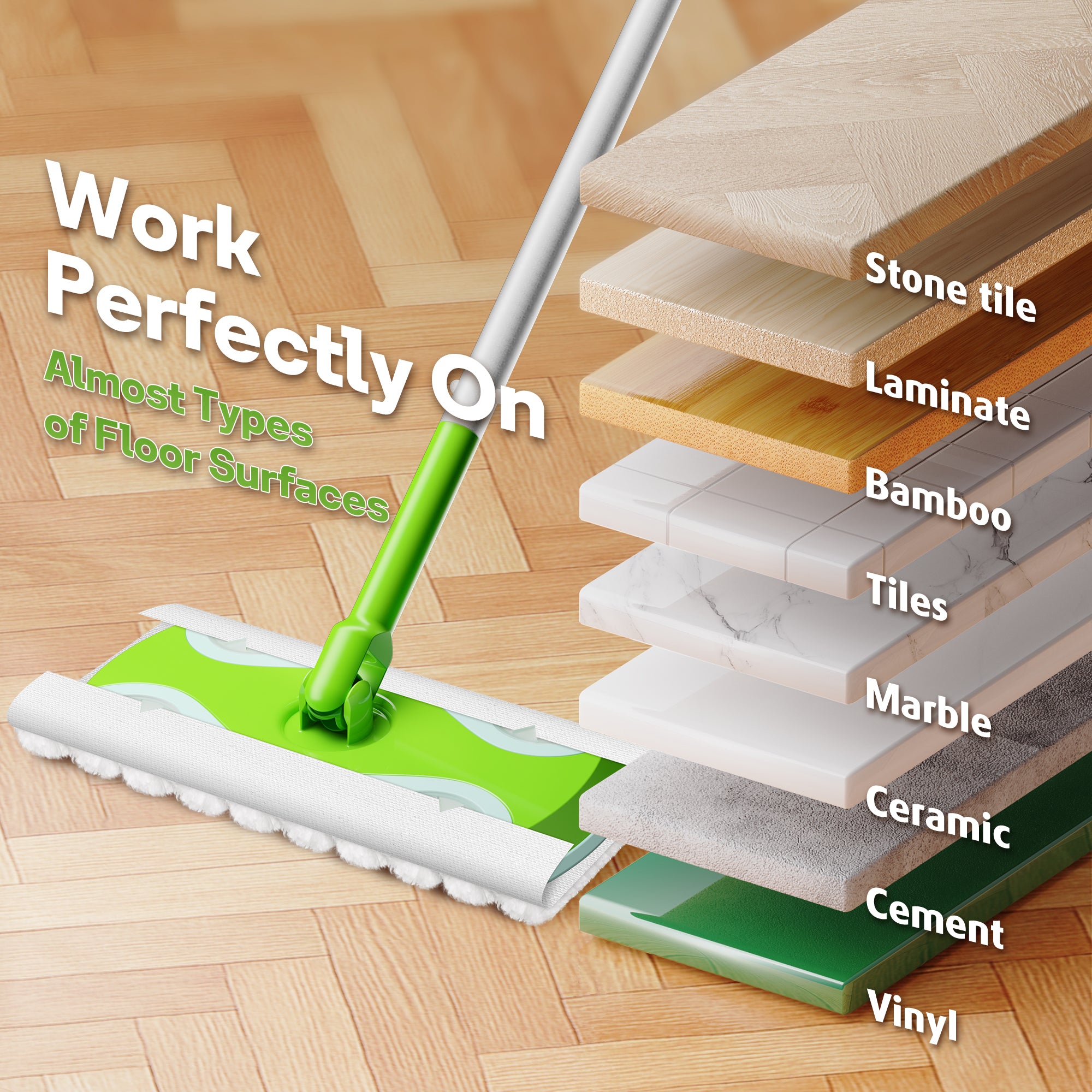 Sefreg Dust Mop for Floor Cleaning with 30 Disposable Dry Cloth Refills,Multi-Surface Heavy-Duty Electrostatic Sweeper Set,Swivel Head,Lightweight,Rust-Proof Aluminum Pole