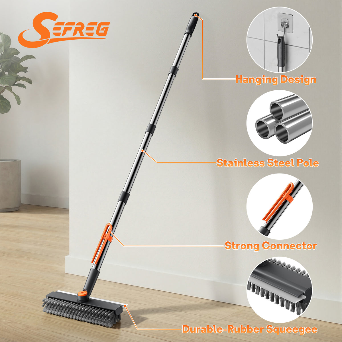 Scrub Brush 3-in-1 Mini Floor Scrub Brush with Long Handle