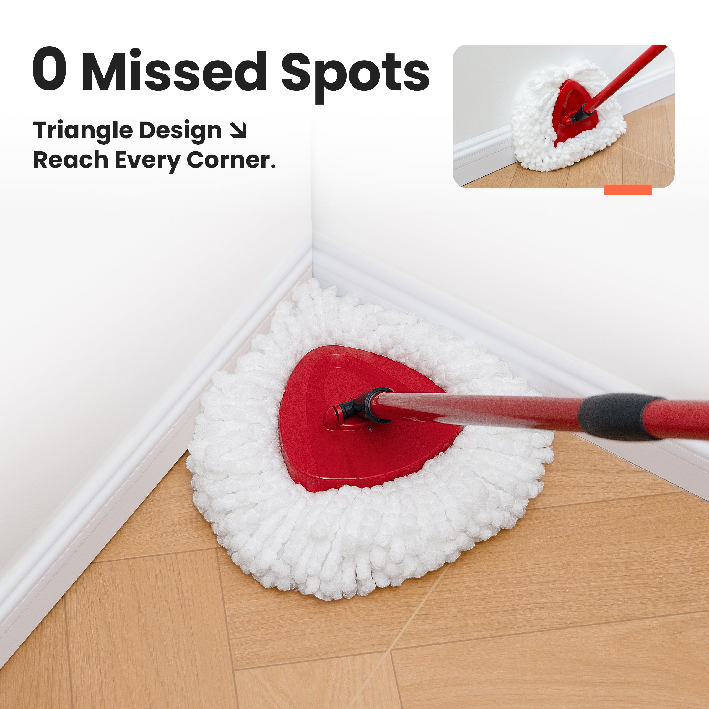 Spin Mop Head Replacements Compatible with O-Cedar EasyWring, Mop Head Refills for 1-Tank System, Washable & Reusable, Deep Cleaning, Easy to Repalce, 1 CT (Pack of 4)