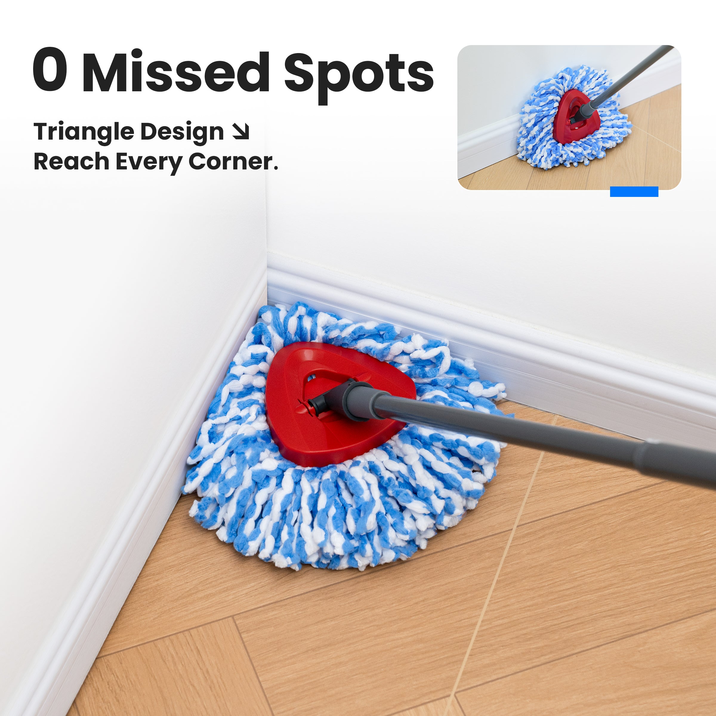 Spin Mop Head Replacements Compatible with O-Cedar RinseClean, Mop Head Refills for 2-Tank System, Washable & Reusable, Deep Cleaning, Easy to Repalce, 1 CT (Pack of 6)