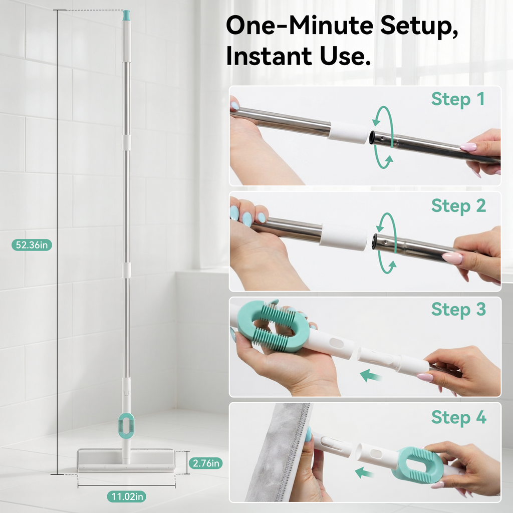 SEFREG Window Squeegee Kit, 3‑in‑1 Adaptive Bendable Swivel Window Cleaning Head