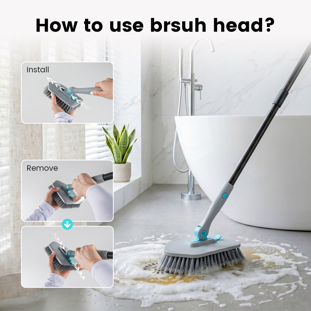 3-in-1 Tub Scrubber Brush, Black