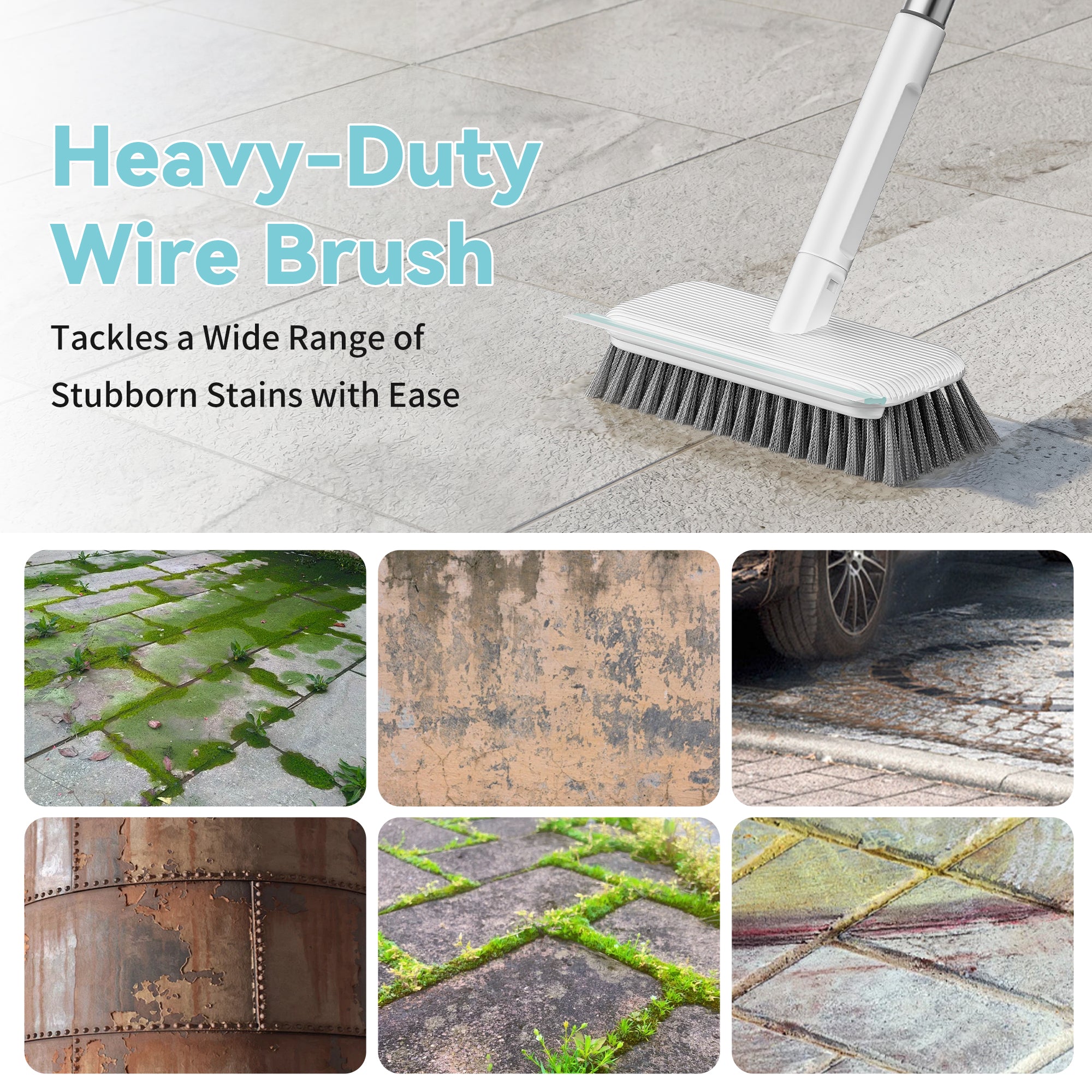 Wire Scrub Brush with Long Handle