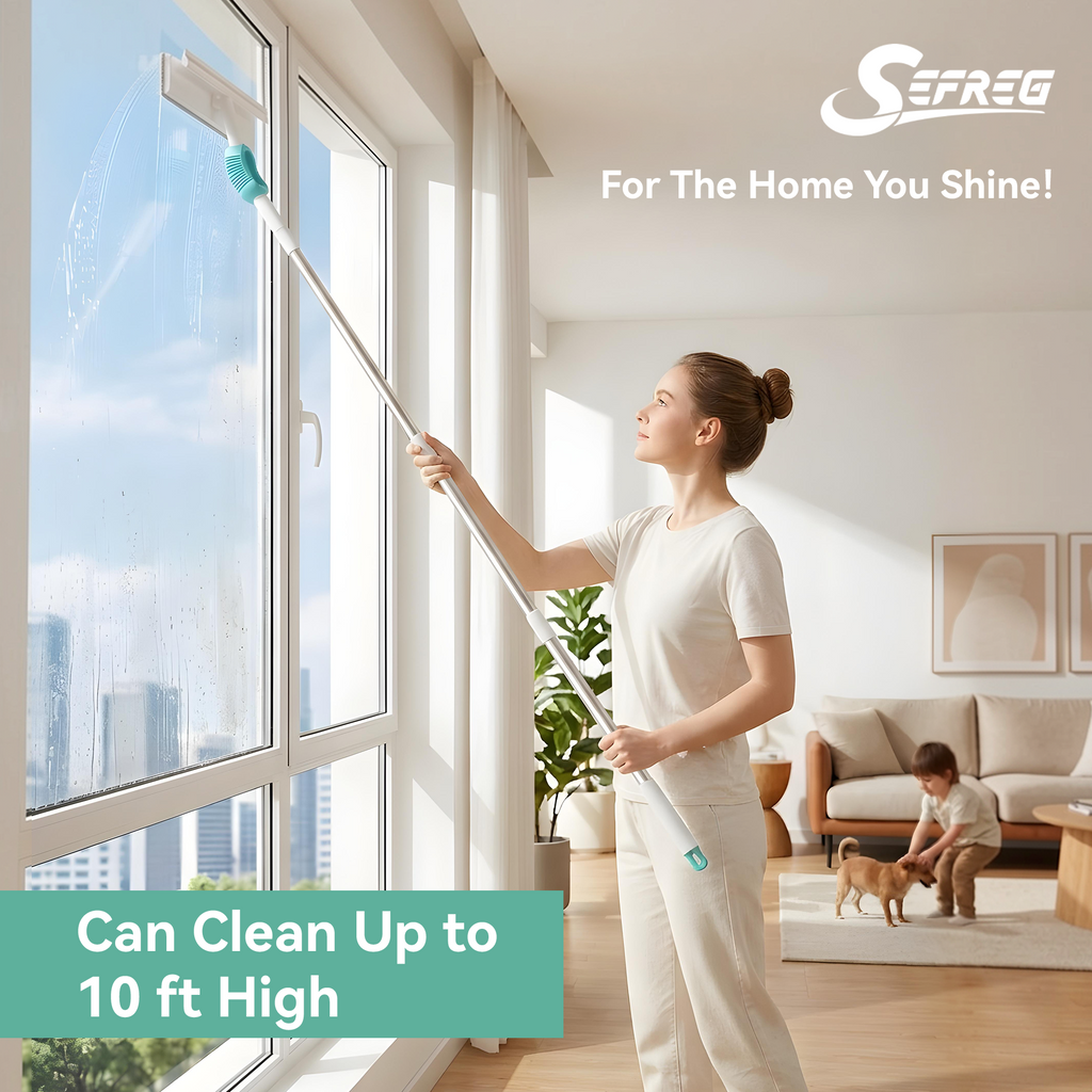 SEFREG Window Squeegee Kit, 3‑in‑1 Adaptive Bendable Swivel Window Cleaning Head