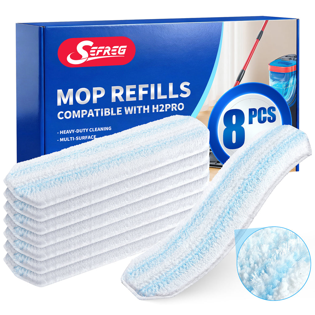 Mop Head Replacements Compatible with O-Cedar H2prO Flat Mop System, Reusable Washable Microfiber Mop Head Refills for Ocedar H2pro Mop, 8 Pads