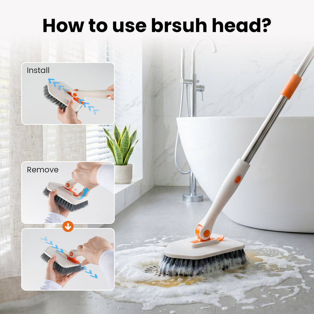 3-in-1 Tub Scrubber Brush, Orange