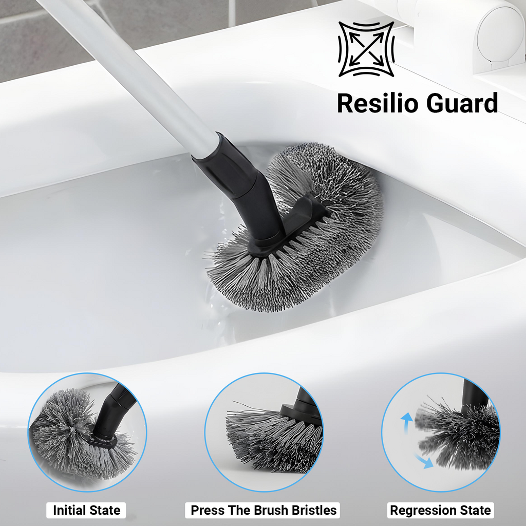 SEFREG Toilet Brush with Curved Head, Long Detachable Handle, PP Bristles, 360° Deep Cleaning Toilet Brush for Bathroom-Gray