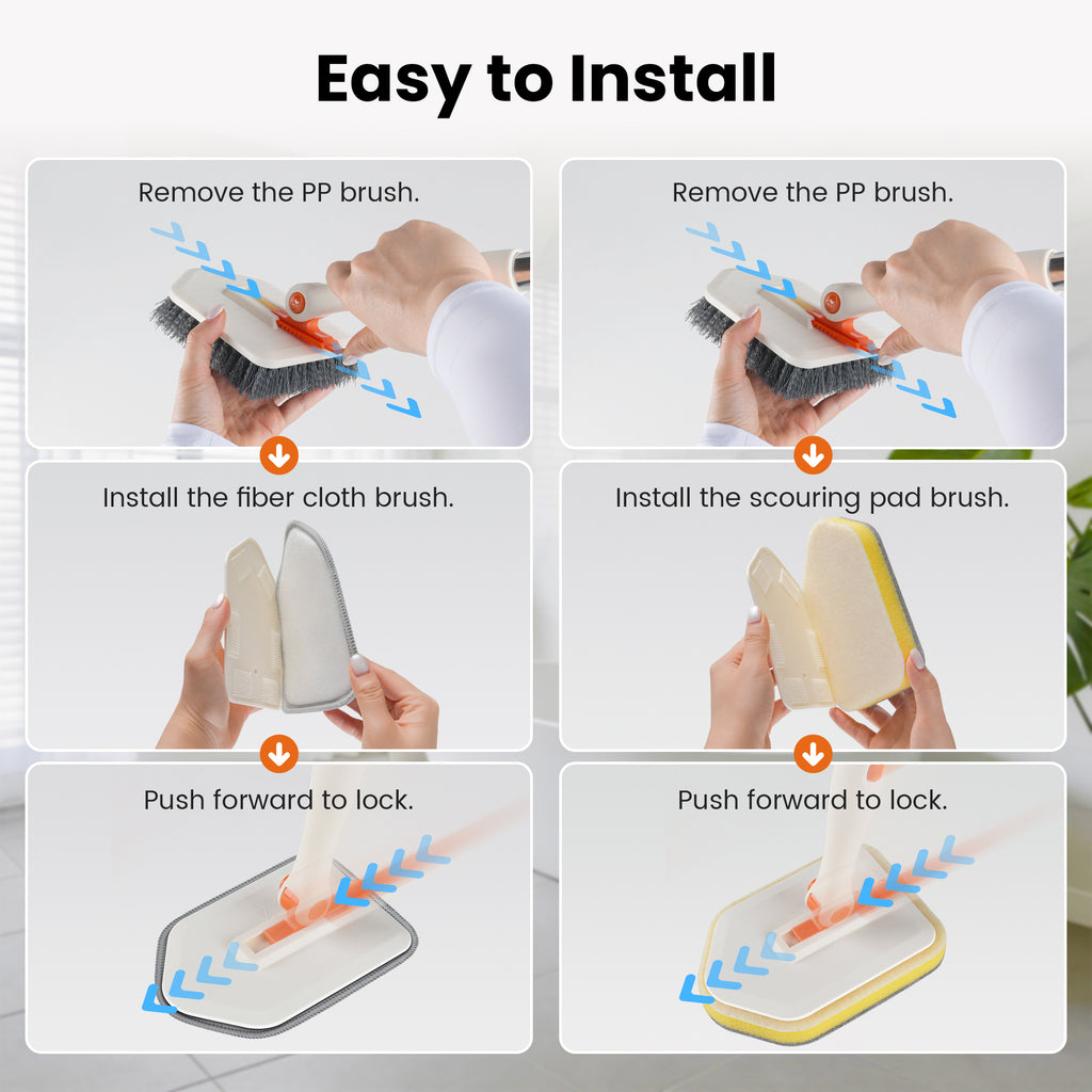 3-in-1 Tub Scrubber Brush, Orange