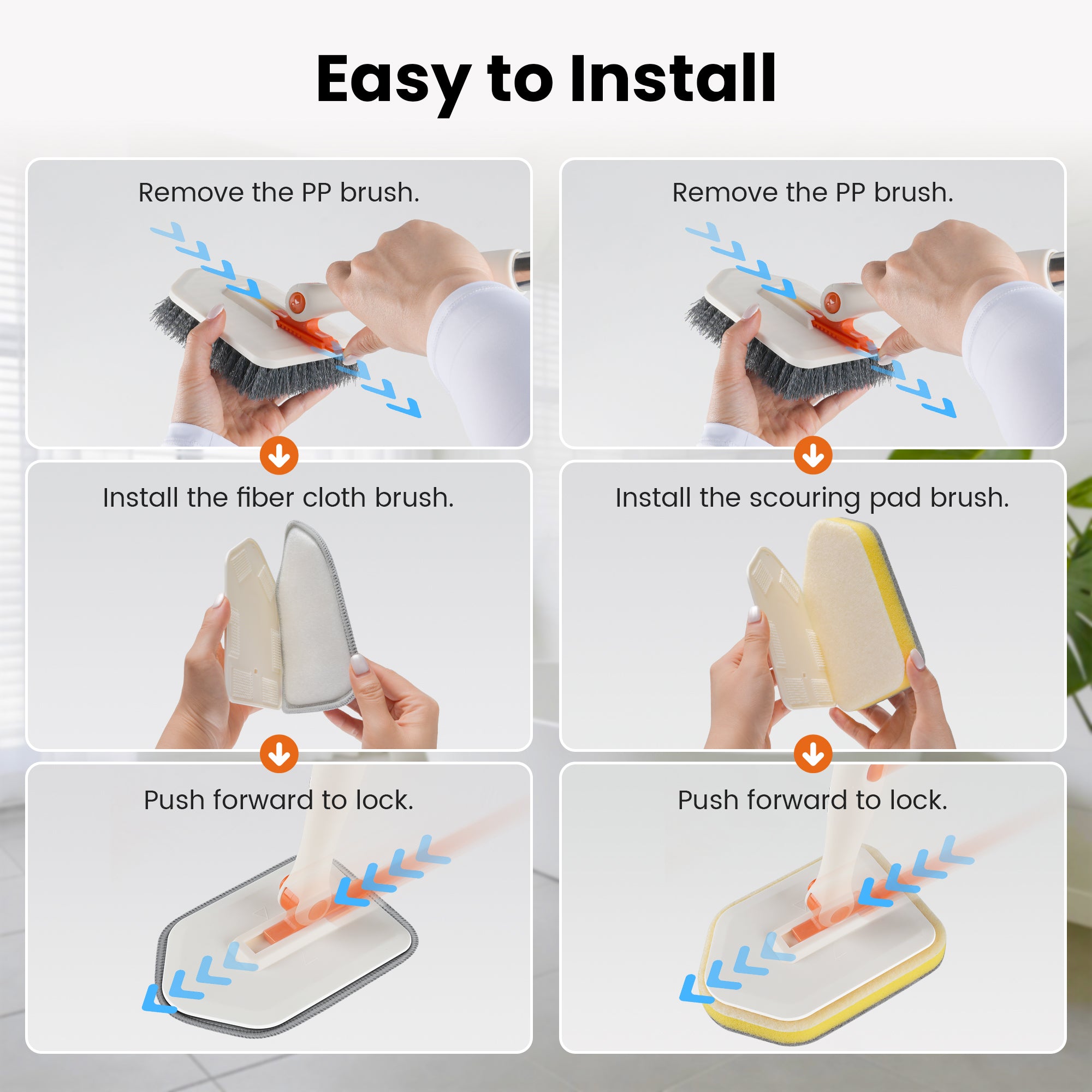 3-in-1 Tub Scrubber Brush, Orange