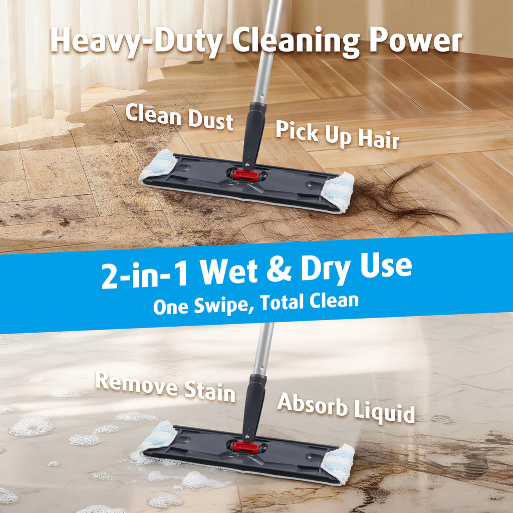 Mop Head Replacements Compatible with O-Cedar H2prO Flat Mop System, Reusable Washable Microfiber Mop Head Refills for Ocedar H2pro Mop, 6 Pads