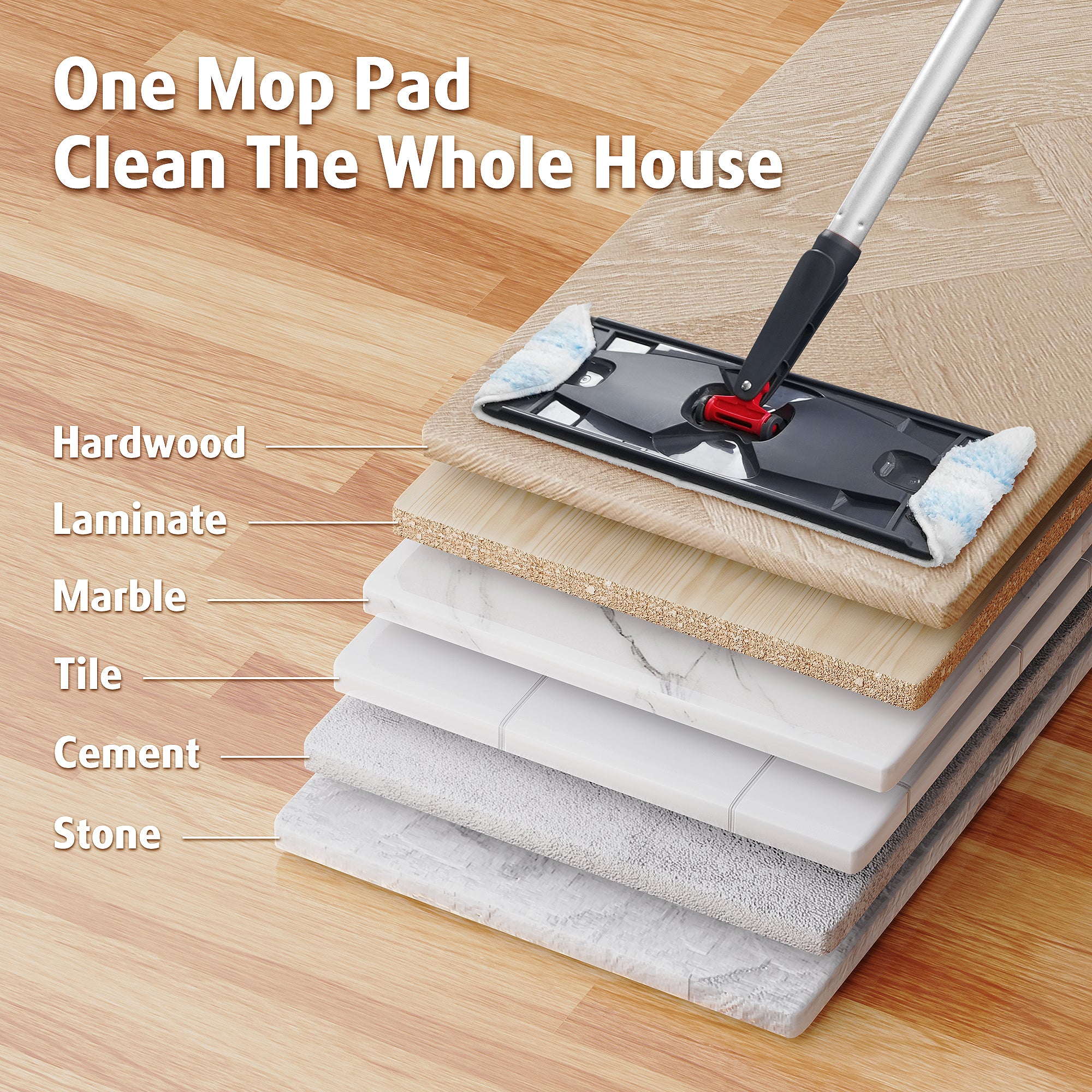 Mop Head Replacements Compatible with O-Cedar H2prO Flat Mop System, Reusable Washable Microfiber Mop Head Refills for Ocedar H2pro Mop, 8 Pads