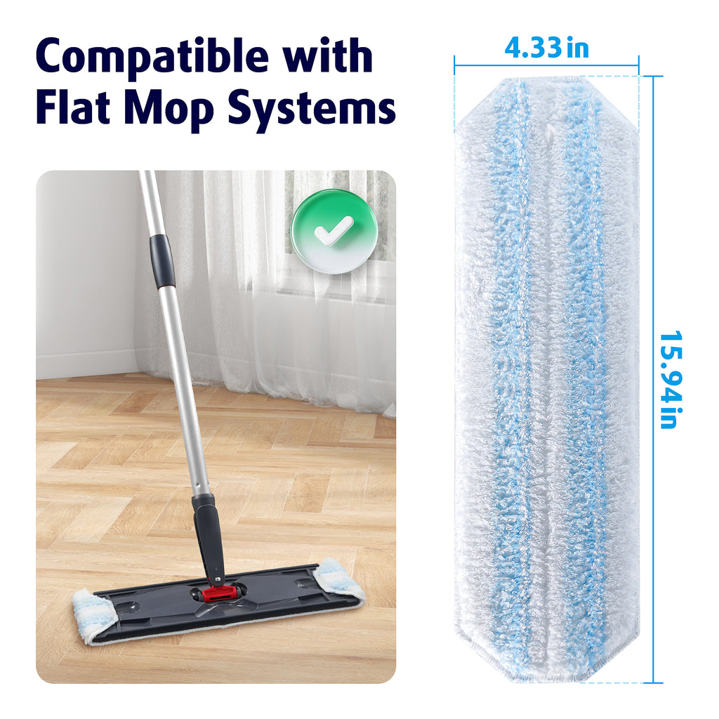 Mop Head Replacements Compatible with O-Cedar H2prO Flat Mop System, Reusable Washable Microfiber Mop Head Refills for Ocedar H2pro Mop, 4 Pads